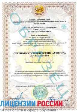 Образец сертификата соответствия аудитора №ST.RU.EXP.00014299-1 Лысково Сертификат ISO 14001